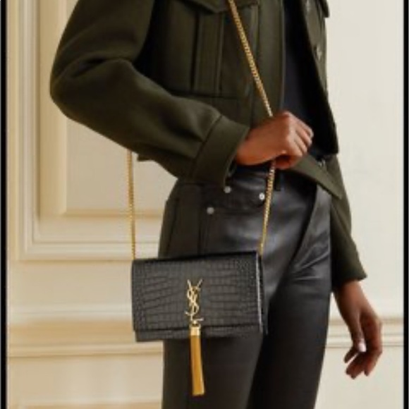 SAINT LAURENT Crocodile Embossed Medium Kate Tassel Bag - Picture 10 of 15